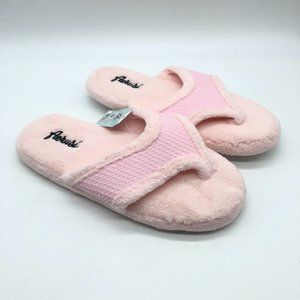 Aerusi Womens Slippers Fuzzy Fleece Thong Light Pink Size 9
